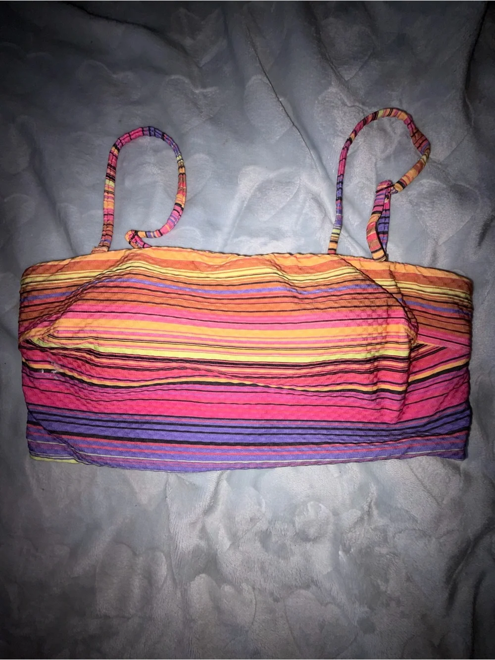 Rip Curl Girls' Striped Bandeau Swim Top - Pink Orange Yellow Purple